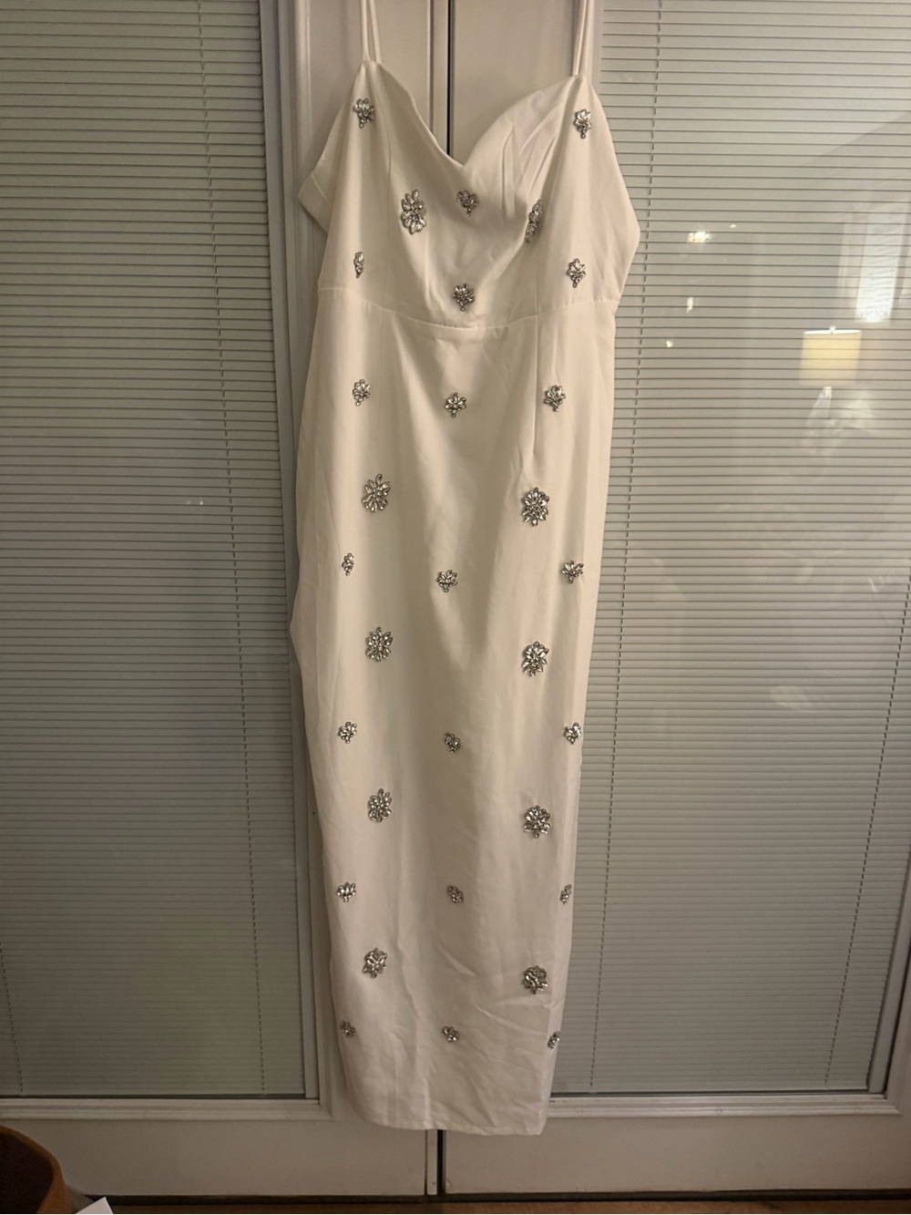 Lulu’s Elegant White Beaded Slip Dress